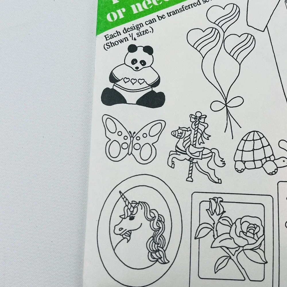 Vtg Banar Designs Sugar & Spice Iron Transfers 1990 Unicorn Panda‎ Kitty Turtles